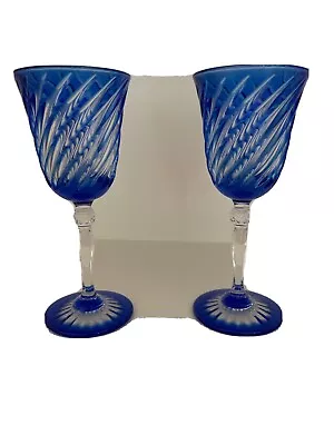 Buy Bohemian Cut-glass Cordial Glasses-pair-royal Blue • 38.36£