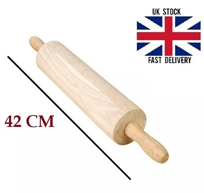 Buy Professional Wooden Rolling Pin Chapatti Roller Maker Pan Cake 2 Handles 42CM • 5.95£