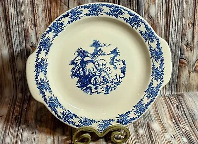 Buy Ceramic Transferware Platter Blue And White Dutch Windmill Quiche Vintage 12” • 14.21£