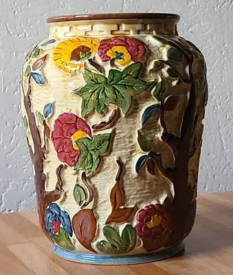 Buy H.J. Wood Art Deco Majolica Hand Painted Indian Tree Pattern Large Vase No. 573 • 24.99£