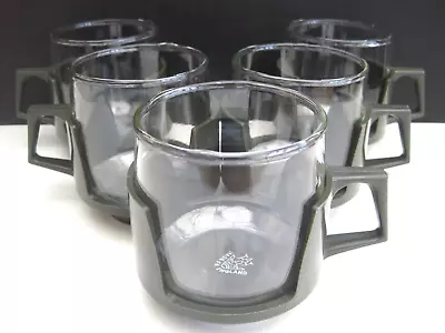 Buy 5 X 1960s 1970s Vintage JAJ Pyrex Dark Grey Drinkup Drink-Up Cups Mugs Glasses • 17.50£