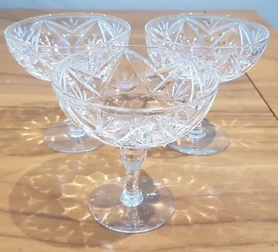Buy Set Of 3 X Webb Corbett Cut Crystal Glass Champagne Coupes Martini Saucers • 45£