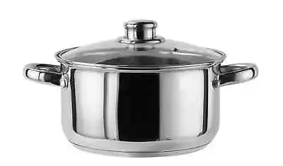 Buy Stainless Steel Casserole Stockpot Induction Base Stock Soup Stew Pot Glass Lid • 14.45£