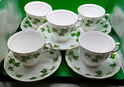 Buy Colclough Ivy Leaf 5 Teacups & Saycers New Unused • 10£