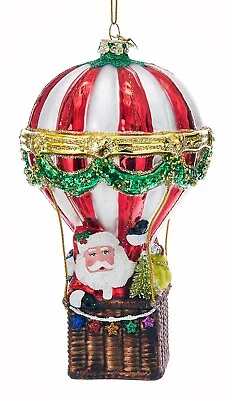Buy Kurt Adler Noble Gems Santa Flying A Hot Air Balloon Ornament 6 Inches Red • 19.28£