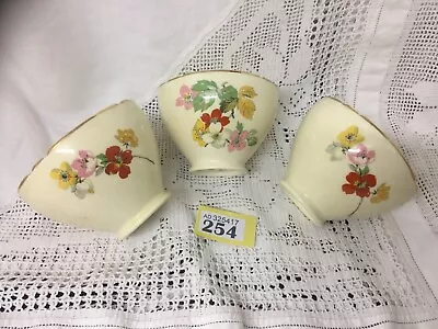 Buy Set Of 3 Royal Cauldon Bowls / Cups Without Handles Cream/Yellow Floral Pattern • 21£