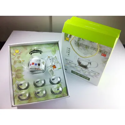Buy Glass Teapot Gift Set, Transparent 500ml Glass Teapot + 6 Double Wall Cups 50ml • 25£