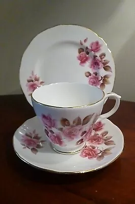 Buy Vintage Duchess Bone China Pink Roses Tea Trio Cup Saucer & Side Plate -Pristine • 10.99£