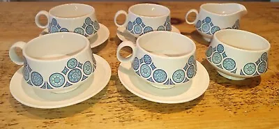 Buy Vintage 1960's Carleton Ware Made In England Tea Set Blue And White Tea Cups,... • 10£