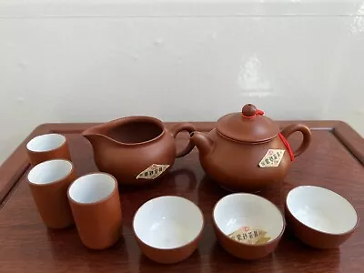 Buy Chinese Yixing Zisha Tea Set Red Clay Tea Pot 6 Cups Signed • 75£