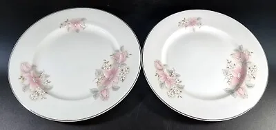Buy Pair Of Mayfair Fine Bone China Staffordshire Side Salad Plates Floral Pink • 8.72£
