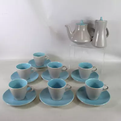 Buy POOLE POTTERY Twintone Duo Teaset Teacups Saucer Teapot Milk Jug C104 - CAF • 7.99£