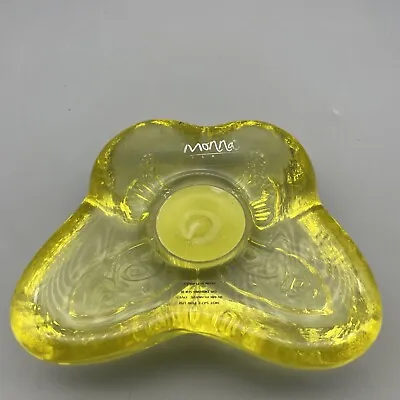 Buy YELLOW Art Glass BUTTERFLY Shaped Tea Light Votive Candle Holder Dish Monna • 18.99£