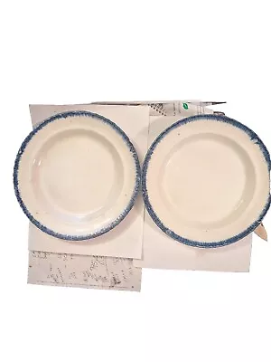 Buy 18th C. Pearlware Plates Blue Feather Edge Leeds  ADAMS  Staffordshire 9  Pair • 55.33£