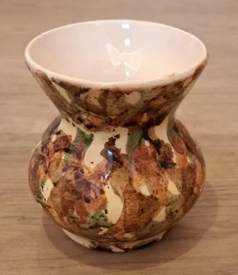 Buy Dragon Pottery Rhayader Small Vase Camouflage Green Brown Cream Made In Wales • 3.49£