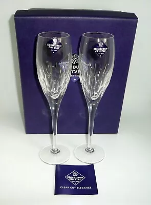 Buy Edinburgh Crystal Crinan Pattern Champagne Glasses / Flutes New In Box • 35£