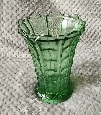 Buy Vintage Antique Davidson Clayton Mayer Green Pressed Glass Vase Jacobean Pattern • 17£