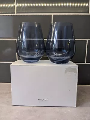Buy Vera Wang Wedgwood Hue Stemless White Wine Glass, Indigo, 1-Pair Wedding Gift • 15£