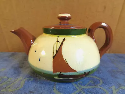 Buy Unmarked Torquay Ware Pottery Devon Small Teapot  Sailing Boat Auld Lang Syne • 7.99£