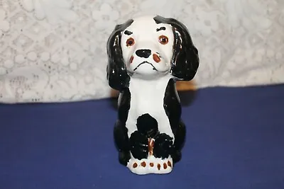 Buy Black & White China Sitting Dog Figurine 8cms X 9cms X 15cms High • 12£