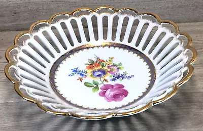 Buy Vintage- Dresden China Reticulated Bowl- Lattice Bowl- German Porcelain Stunning • 19£
