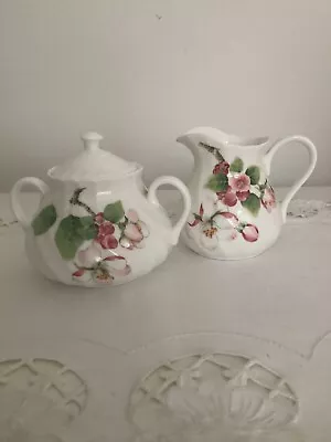 Buy Wedgewood Apple Blossom Sugar Bowl And Milk Jug Set - Excellent Condition • 24.99£