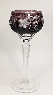 Buy Vintage Ajka Crystal Cut To Clear Amethyst Colored Marsala Hock Wine Glass 8.25  • 57.52£