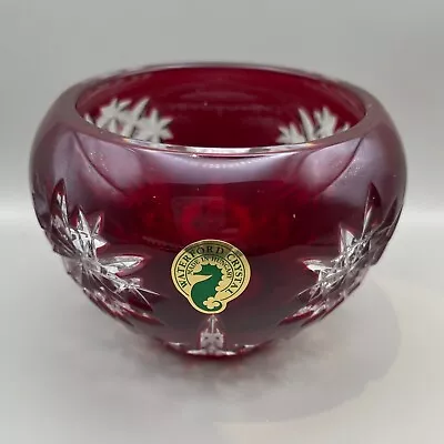 Buy Waterford Ruby Cut To Clear Red Bowl / Votive Holder Snow Crystals 3  X 4   • 56.92£