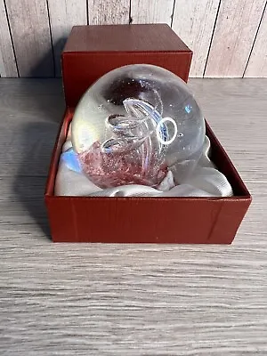 Buy Medium Sized Clear Pink Paperweight With Pink Swirl ~ Boxed 8cm Approx • 8.99£