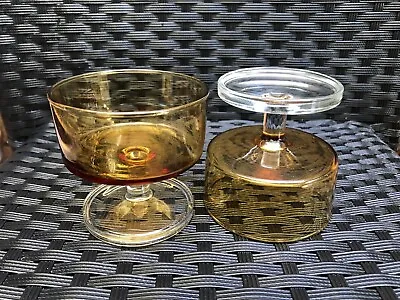 Buy Amber Dessert Glasses, 2 Amber Champagne Coupes, Sherbet Glasses, French Coupes • 14£