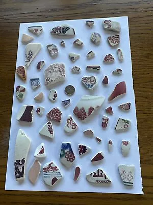 Buy Scottish Sea Pottery Beachcombing Finds 53 Pieces Pink & Purple Patterned 160g • 8.99£