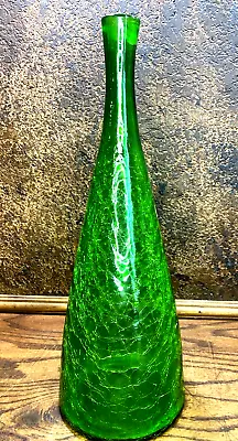 Buy Vintage 1958 BLENKO JADE GREEN Crackle Glass Vase W Original Sticker ( 17  ) • 283.49£