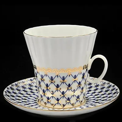 Buy 22K Gold Cobalt Net Bone China Cup & Saucer Dandelion Lomonosov Porcelain • 91.11£