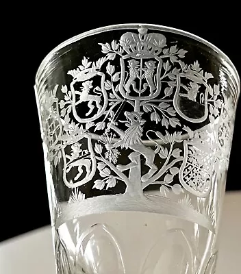 Buy Large Collectible Engraved Glass Goblet With Crowned Coat Of Arms 18th Century • 1,755.15£