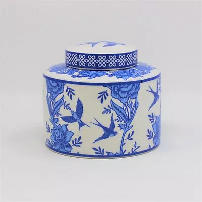 Buy Vintage Blue Roses Willow Birds Floral Round Ginger Dolomite Ginger China Jar • 7.95£