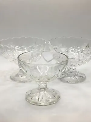 Buy Vintage Etched Glass Ice Cream Pudding Pillar Stem Bowl Mixed Pattern Sizes  • 3.99£