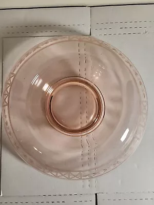 Buy Vintage Depression Glass Pink With Etched Rolled Rim Console Bowl  11in • 23.14£