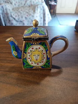 Buy Vintage Mini Hinged Porcelain Teapot With Sun Face • 10.55£