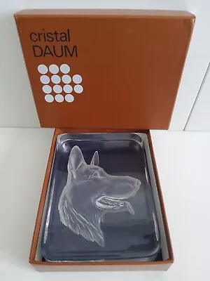 Buy Daum France Cristal Crystal Etched Engraved Dog Head German Shepherd Signed  • 44.99£