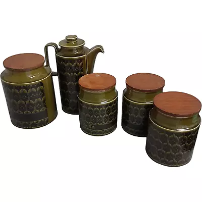 Buy Vintage Hornsea Heirloom Green Coffee Pot & Storage Jars Job Lot • 53£