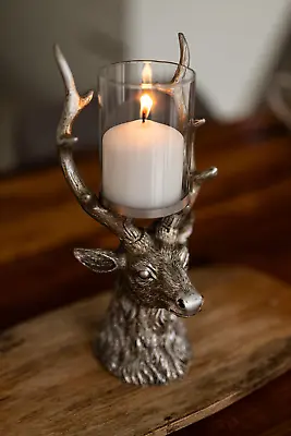 Buy Christmas Stag Candle Holders Decoration Tealight Silver Home Xmas Decor Festive • 16.99£