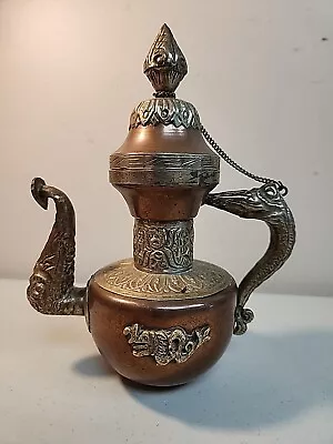 Buy Vintage Copper Ewer Wine Jar Pot Original Old Hand Crafted Engraved India 8.5  • 67.24£