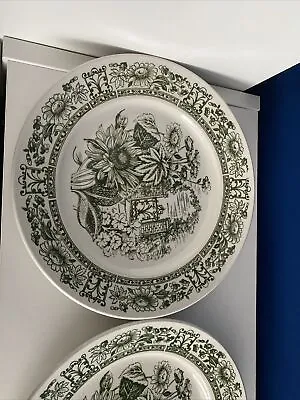 Buy Vintage Broadhurst Ironstone English Garden Green Dinner Plates 24cm Set Of 3 • 14.99£