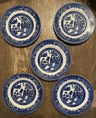 Buy VTG Alfred Meakin Old Willow 6.75 ” Plates Blue & White Set Of 5 England • 33.78£