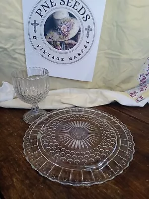 Buy Vintage Glassware Crystal Footed Serving Tray And Crystal Drinking Glass • 5.67£