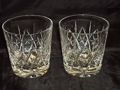 Buy Pair Of Good Quality Heavy Cut Glass Large Whisky Tumblers • 12£