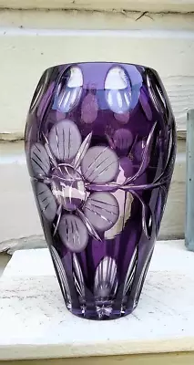 Buy Vintage Nachtmann Cut To Clear Purple Amythest Leaded Crystal Vase From Germany • 85.50£