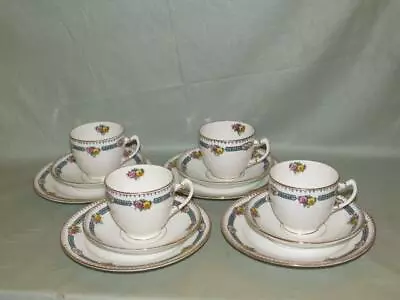 Buy 4 Royal Stafford Bone China Trios Tea Cups Saucers Side Plates Floral Patt. 4804 • 12£