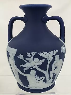 Buy Wedgwood Jasperware Dip Cobalt Portland Vase 7  Tall 1900-8 • 300£