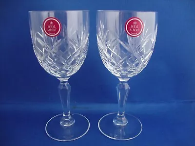 Buy 2 Royal Albert Crystal Ludlow Cut Pattern Wine Glasses New With Labels 6 1/4 In • 19.95£